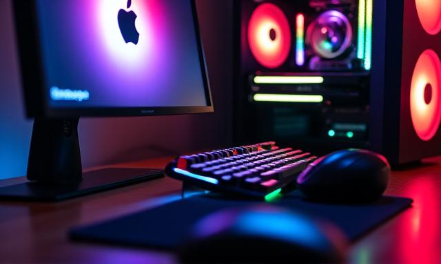 RGBライティングが輝く高性能ゲーミングPCのクローズアップ